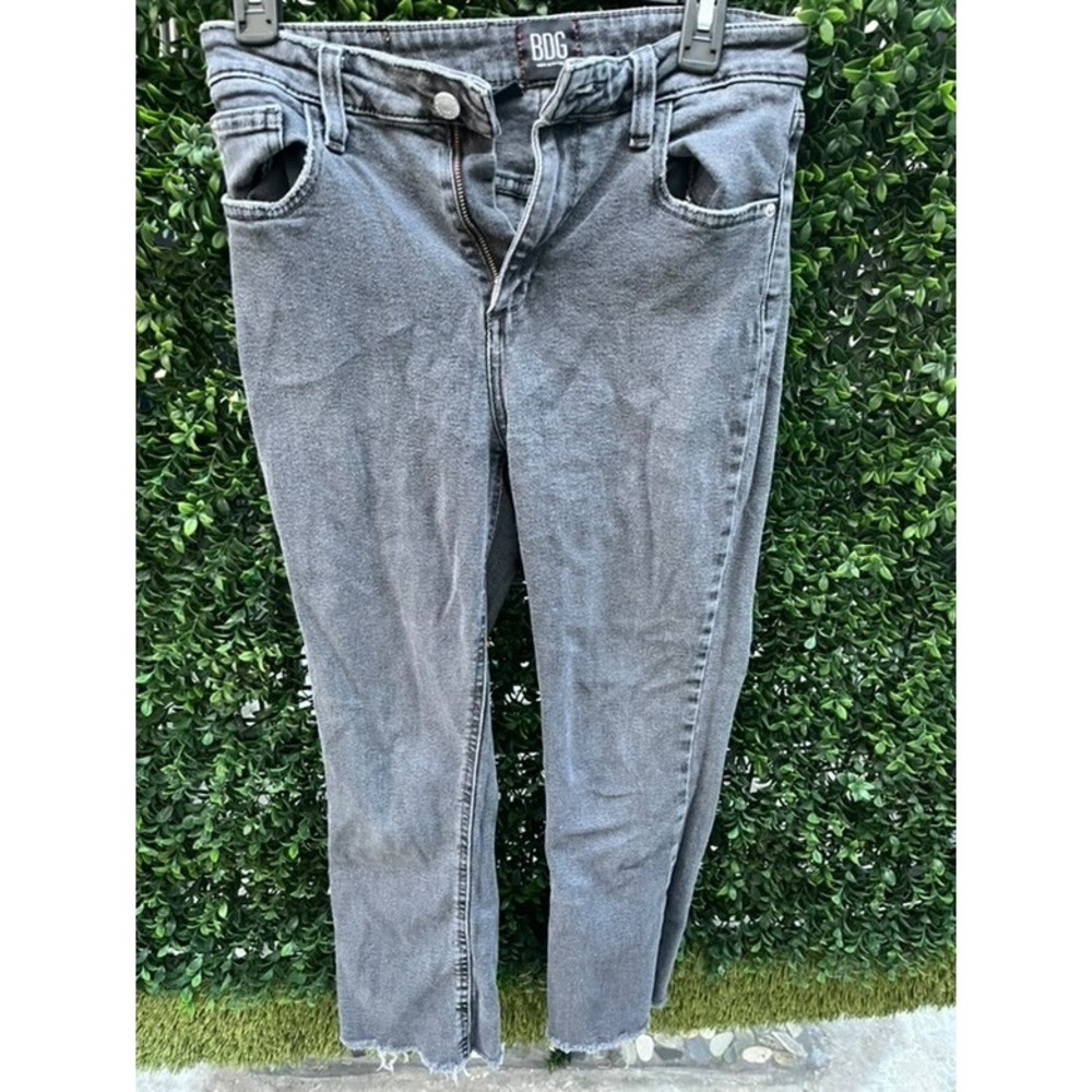BDG Urban Outfitters Grey Kick Flare High Rise Cropped Jeans Size 27 Raw Hem - Picture 6 of 7